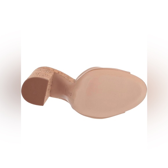 Schutz Kaycee Sandal Nude Deluxe Napa True Beige Cork Heel Peep Toe Shoe 6.5 - Picture 6 of 8